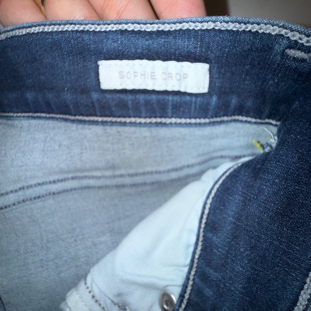 AGOLDE Sophie Crop High Rise Skinny Jeans Dark Wash Raw Hem Size 31 - Picture 3 of 6
